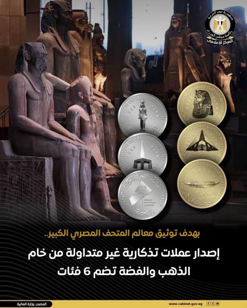 الخزانة العامة توثق معالم المتحف المصري الكبير على ٦ عملات معدنية
