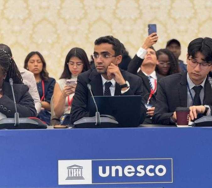 الطالب محمد نجيب من جامعة المنيا يمثل مصر فى منتدى شباب اليونسكو بأوزبكستان