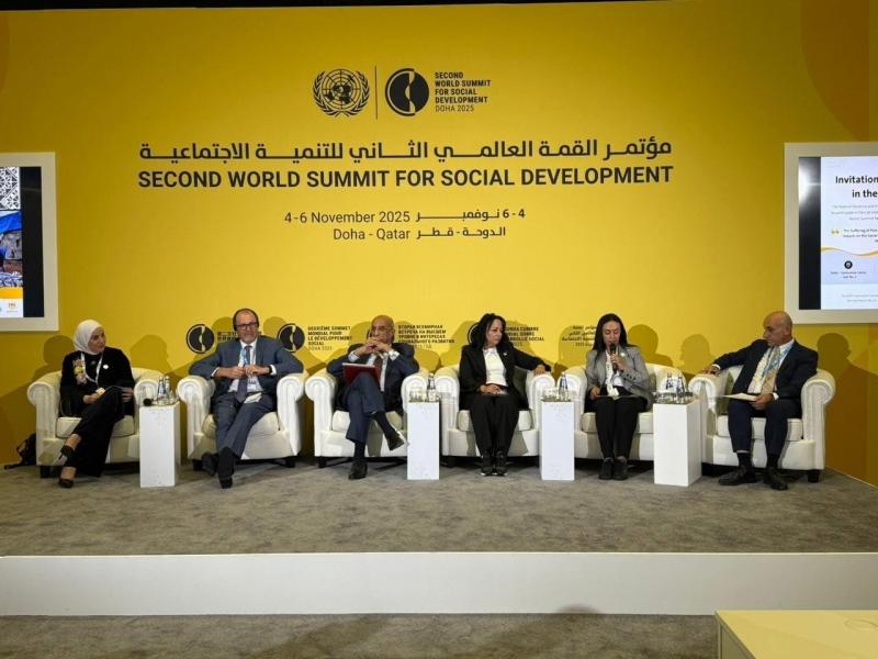 وزيرة التضامن الاجتماعي تشارك في فعالية تحت عنوان ”فلسطين والحماية الاجتماعية” ضمن فعاليات مؤتمر القمة العالمية الثانية للتنمية الاجتماعية بالدوحة