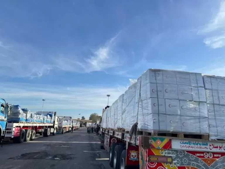 قافلة «زاد العزة» الـ76 تحمل 9500 طن مساعدات لأهالي غزة.. صور