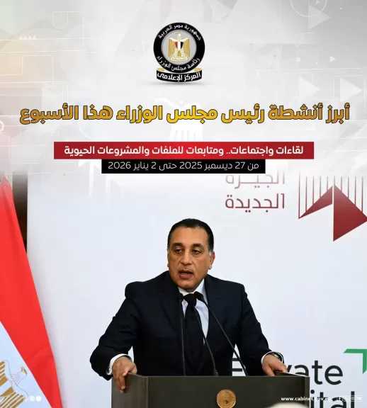 المركز الإعلامي لمجلس الوزراء يستعرض بالإنفوجراف أبرز الأنشطة
