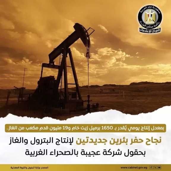 شركة عجيبة للبترول تنتهى من حفر بئرين ”درة-36” و”غرب ياسمين-3” لتنمية وزيادة معدلات الإنتاج