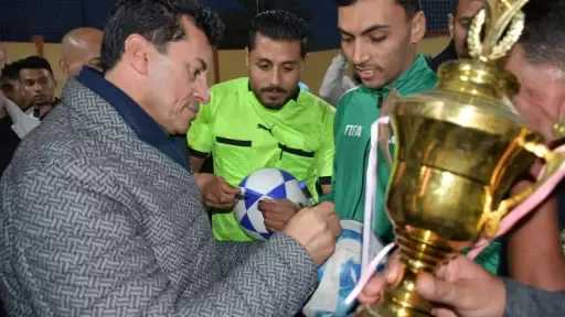 وزير الشباب والرياضة ومحافظ شمال سيناء يفتتحان أعمال تطوير الملعب الخماسي بمركز شباب الخربة