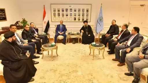 محافظ أسيوط يستقبل قيادات الكنيسة الأرثوذكسية والإنجيلية لتهنئته بتوليه المسئولية