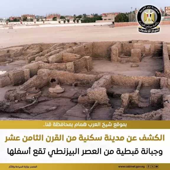 البعثة الأثرية المصرية–الفرنسية تكشف عن أجزاء من مدينة سكنية تعود إلى القرن 18 الميلادي