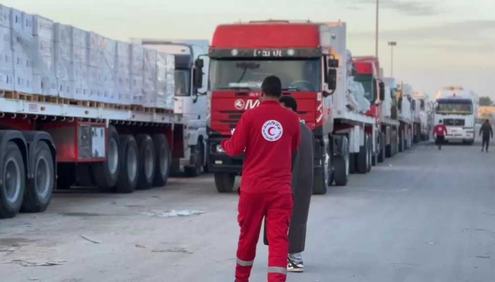 الهلال الأحمر المصري يدفع بـ 3 آلاف طن مساعدات غذائية عبر قافلة «زاد العزة» 150| صور