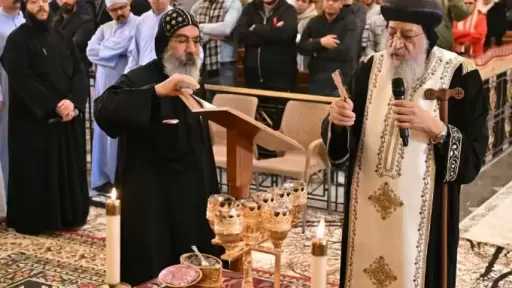 البابا تواضروس الثاني يصلي قنديل وقداس جمعة ختام الصوم في دير الأنبا بيشوي