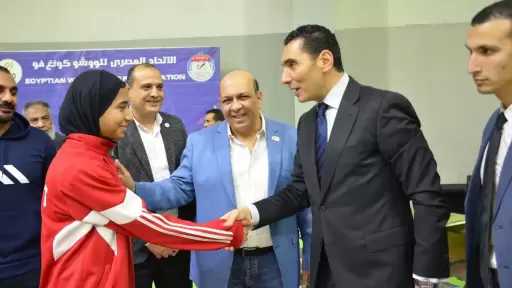 وزير الشباب والرياضة يدعم أبطال الووشو كونغ فو باستاد القاهرة