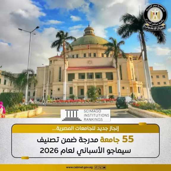 تصنيف سيماجو الأسباني لعام 2026 يعلن ارتفاع عدد الجامعات المصرية المُدرجة إلى 55 جامعة عام 2026