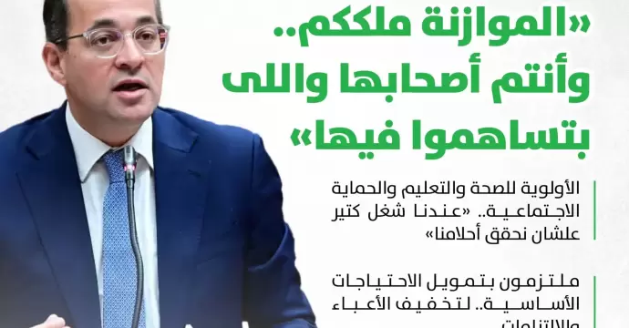 زيادة مخصصات الدعم والحماية الاجتماعية.. وزير المالية: ملتزمون بتمويل الاحتياجات الأساسية للمواطنين في الموازنة الجديدة| انفوجراف