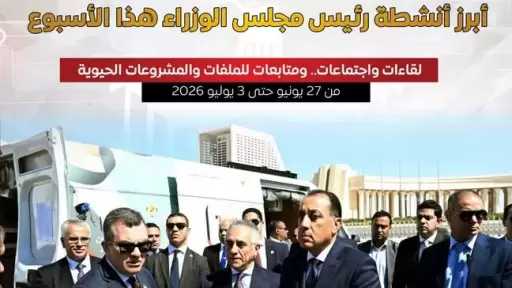 المركز الإعلامي لمجلس الوزراء يستعرض بالإنفوجراف أبرز أنشطة هذا الأسبوع