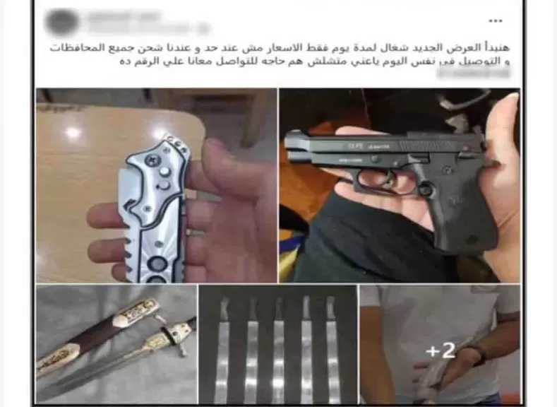 ضبط شخص بالإسماعيلية يدير صفحة للترويج لبيع أسلحة نارية وبيضاء