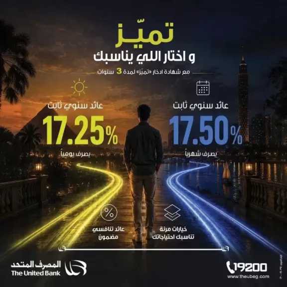 المصرف المتحد يرفع العائد على شهادة تميز الثلاثية إلى 18% سنوياً