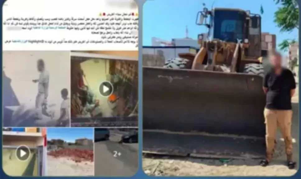 ضبط سائق لودر أتلف مخزن مواد بناء بسبب خلافات مالية في العريش