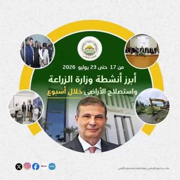 ”الزراعة” تستعرض جهودها في دعم المزارعين وتحقيق الأمن الغذائي خلال الأسبوع الثالث من يوليو الجاري