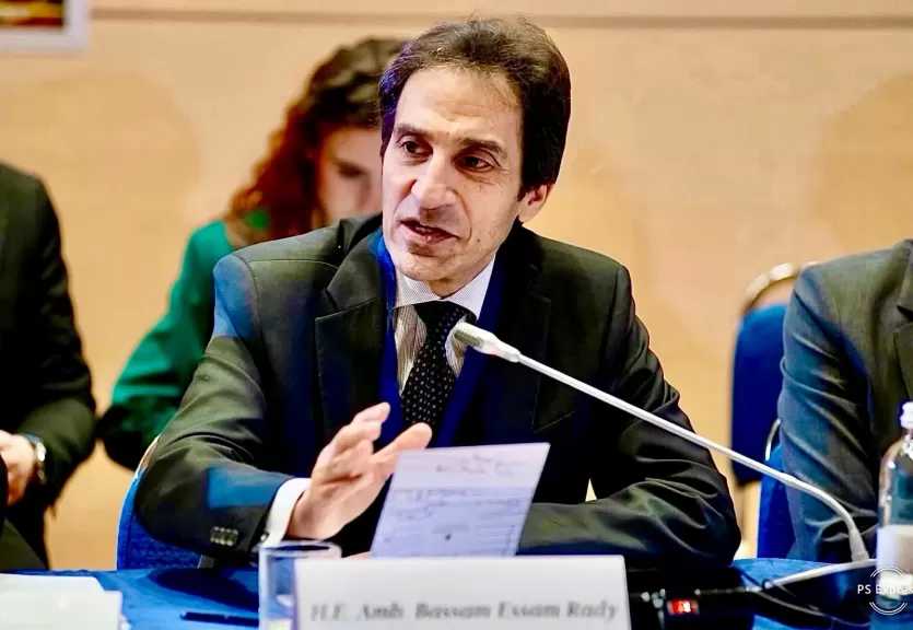 بسام راضى أمام المؤتمر الدولى لحل الدولتين بروما: اللحظة الدولية الراهنة فرصة تاريخية لحل الدولتين