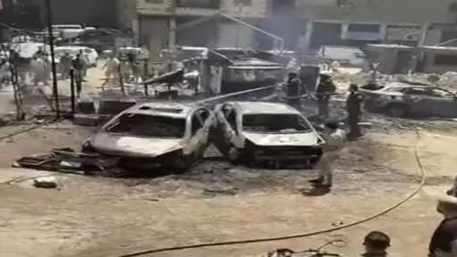 حريق يلتهم 4 سيارات داخل جراج في منطقة نزلة أم بيومي بالقليوبية