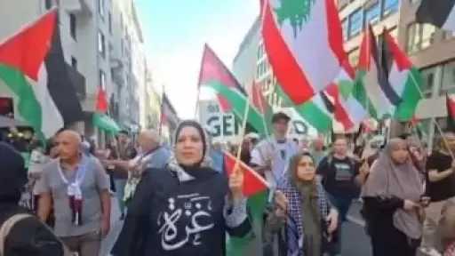 مظاهرات فى برلين للمطالبة بحظر صادرات الأسلحة الألمانية إلى إسرائيل